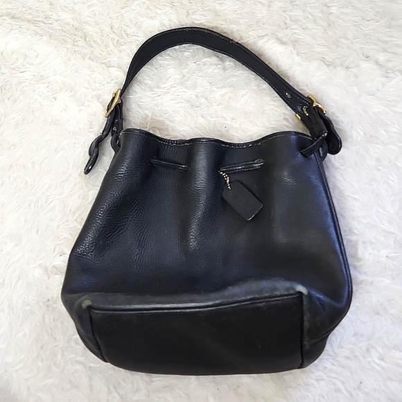 Vintage Coach Legacy leather bucket bag tote draw string shoulder purse BLACK - Picture 6 of 15